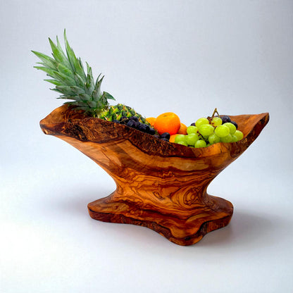 Rustic olive wood basket fruit , master piece, centrepiece