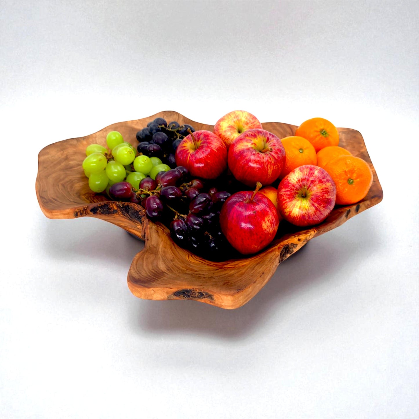 Rustic olive wood basket fruit , master piece, centrepiece