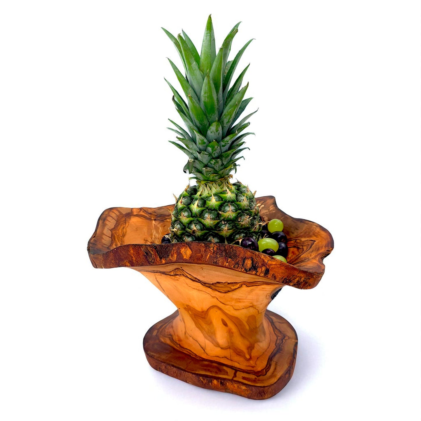 Rustic olive wood basket fruit , master piece, centrepiece