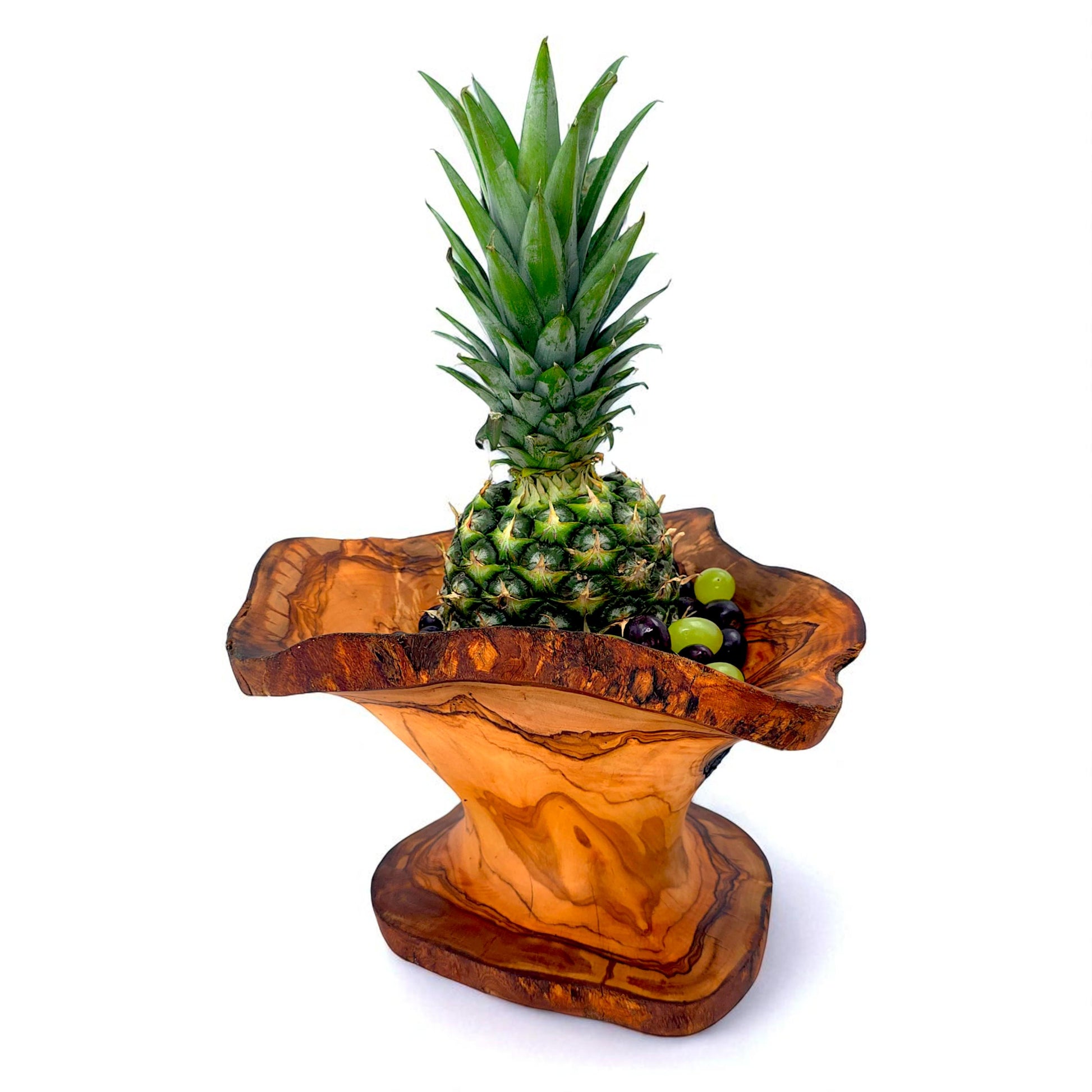 Rustic olive wood basket fruit , master piece, centrepiece