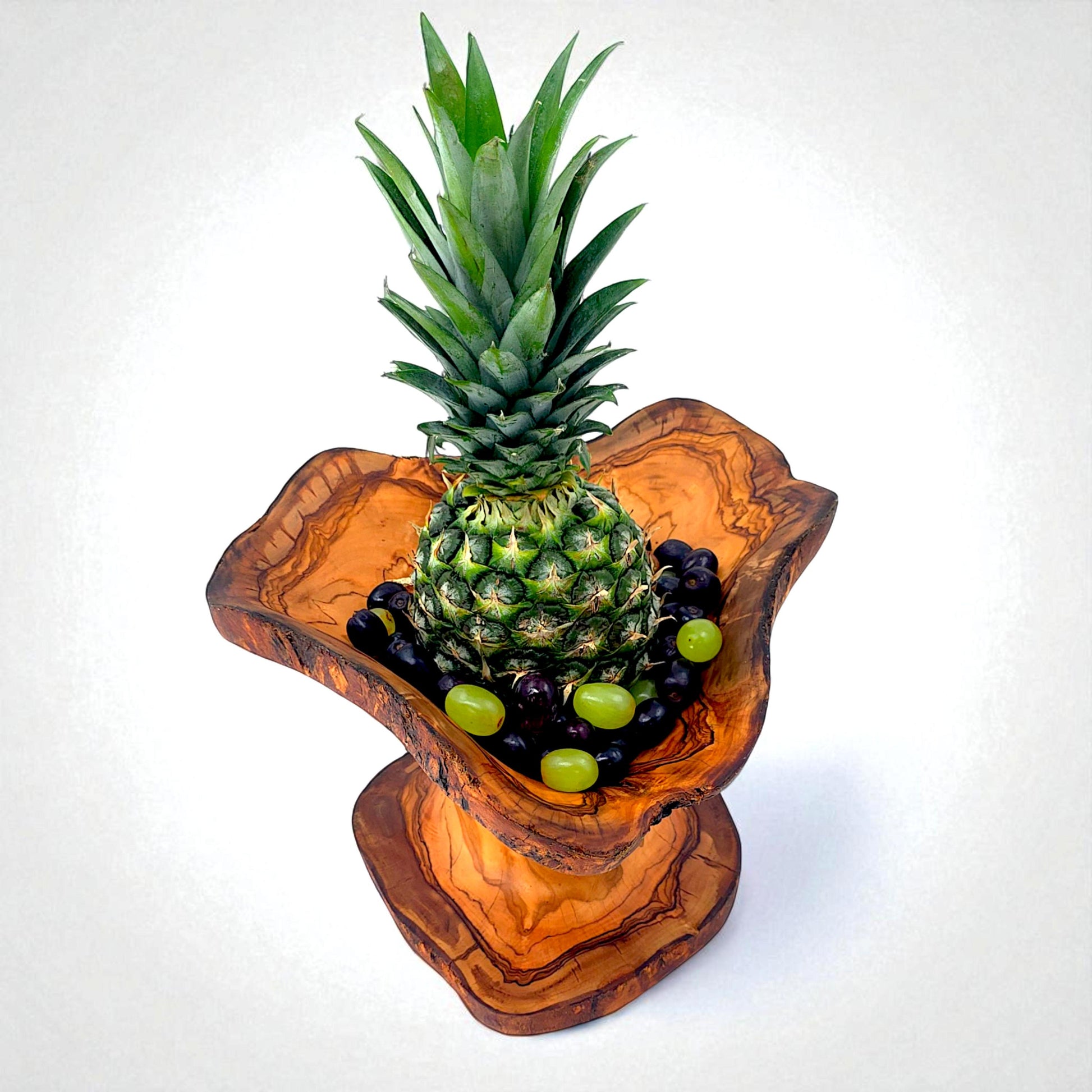 Rustic olive wood basket fruit , master piece, centrepiece
