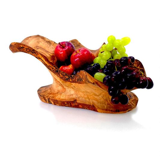 Rustic olive wood basket fruit , master piece, centrepiece