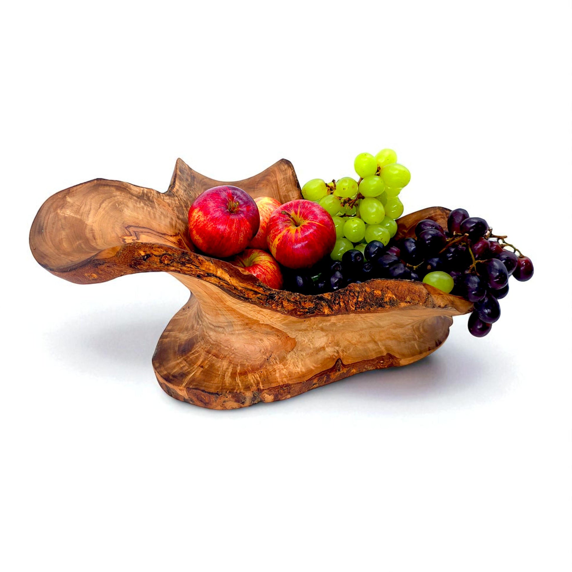 Rustic olive wood basket fruit , master piece, centrepiece