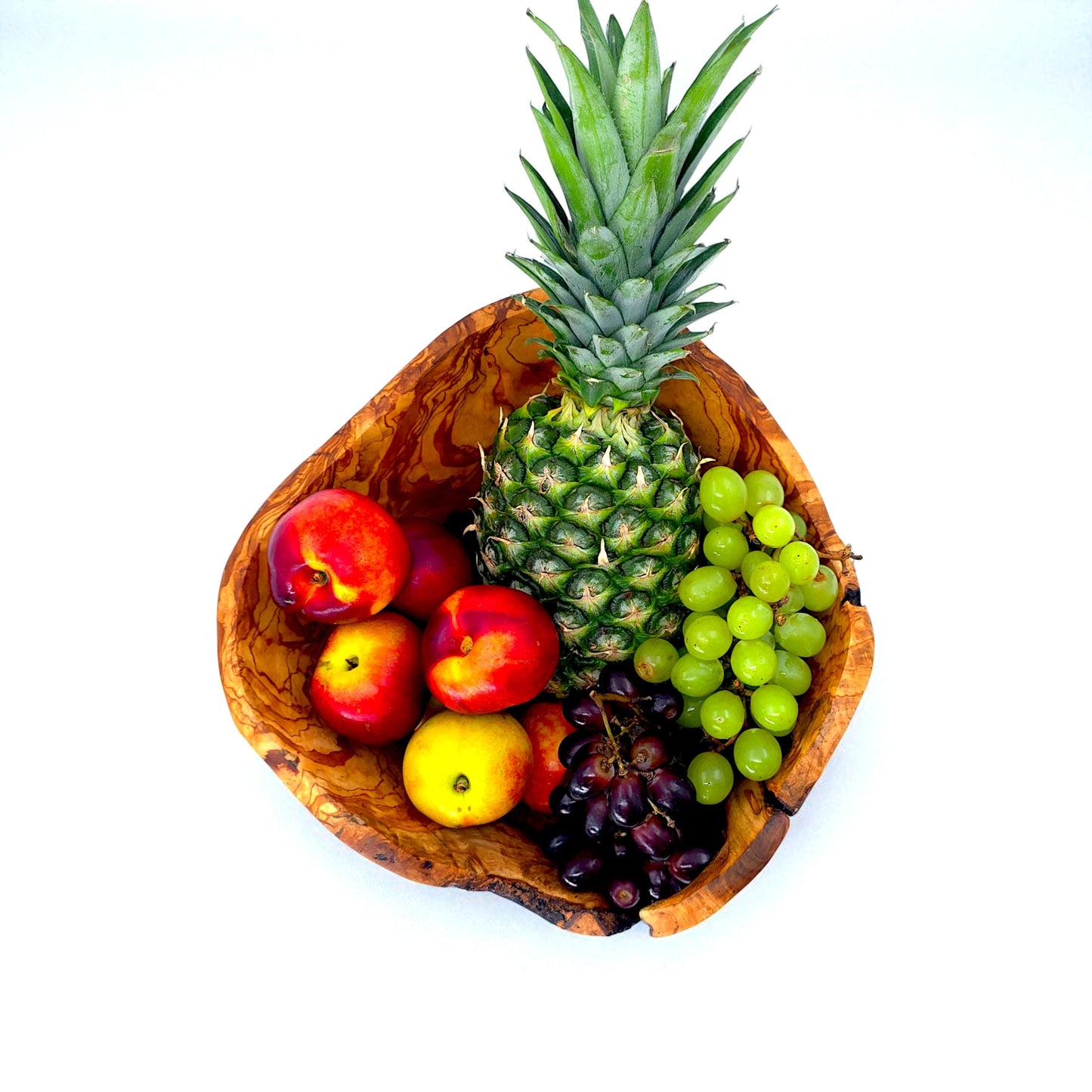 Rustic olive wood basket fruit , master piece, centrepiece