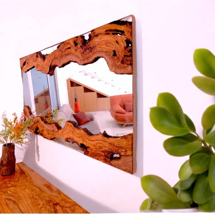 Olive Wood Wall Mirror | Unique Showpiece & Impressive Gift Idea