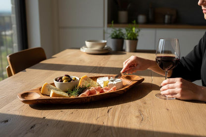 Handcrafted Olive Wood Serving Tray | Large Rustic Charcuterie Board