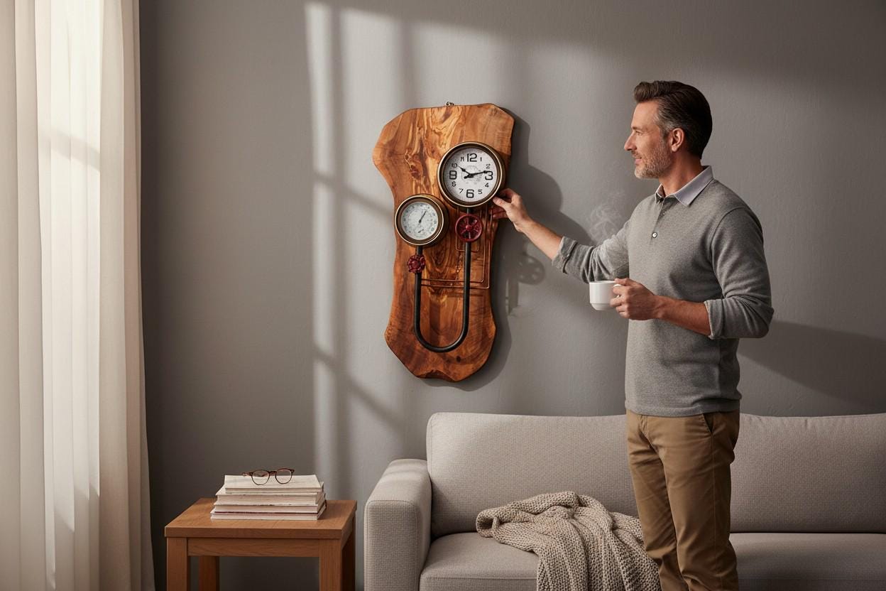 Live Edge Olive Wood wall pipe clock