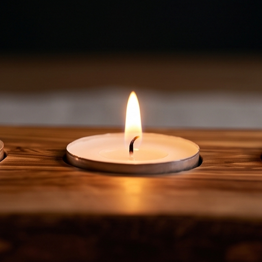 Olive Wood Flat Wooden Tealight Candle Holder | Various Sizes