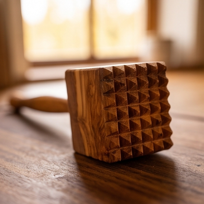 Handcrafted Olive Wood Meat Tenderizer Mallet – Wooden Kitchen Tenderizer Tool "35 cm"