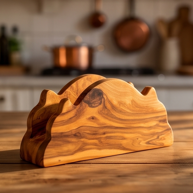 Porte-serviettes en bois d'olivier fait main | 5 styles distinctifs