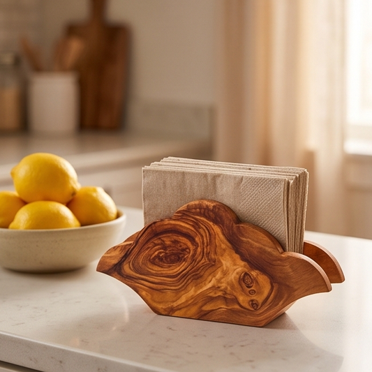 Handcrafted Olive Wood Napkin & Paper Holders | 5 Distinctive Styles