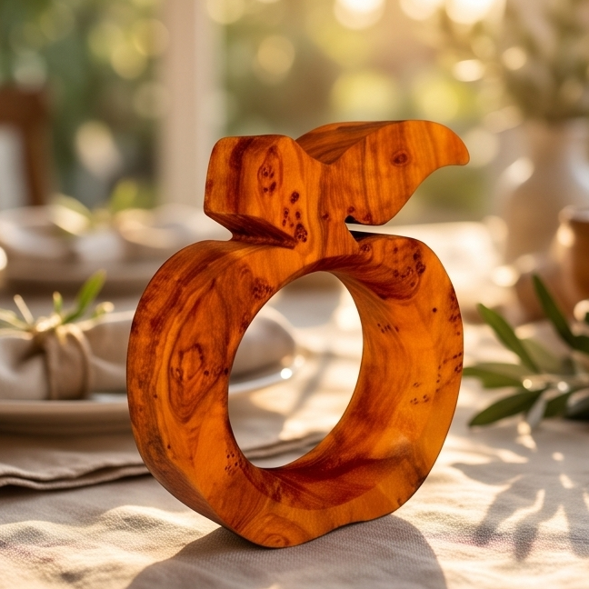 Ronds de serviette et porte-papier en bois d'olivier fabriqués à la main | 5 styles distinctifs