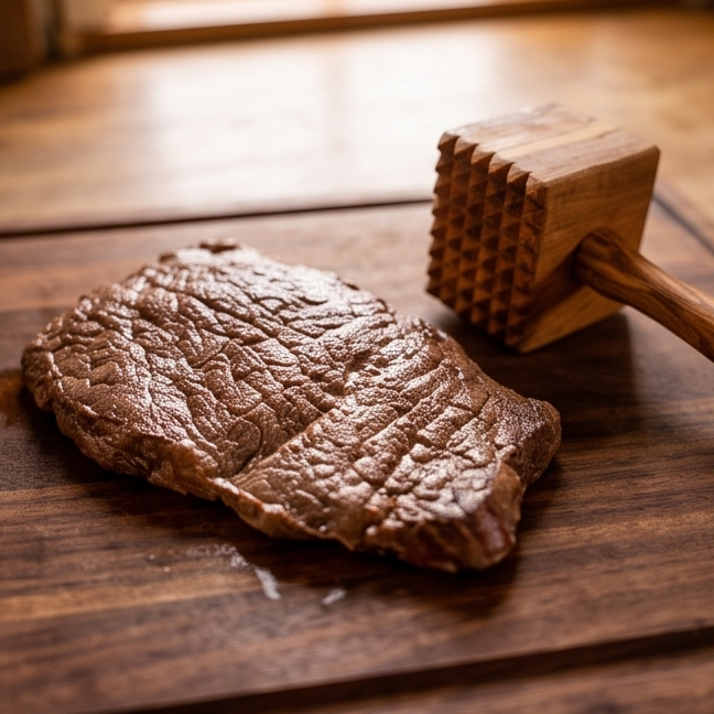 Handcrafted Olive Wood Meat Tenderizer Mallet – Wooden Kitchen Tenderizer Tool "35 cm"