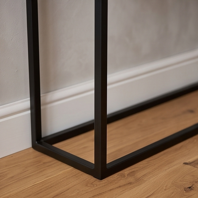 Luxury Live Edge Olive Wood Console Table - Slim Industrial Entryway Table