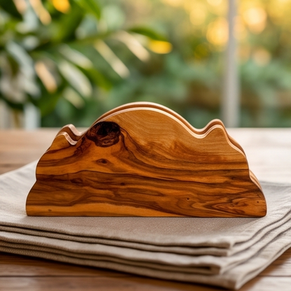 Ronds de serviette et porte-papier en bois d'olivier fabriqués à la main | 5 styles distinctifs