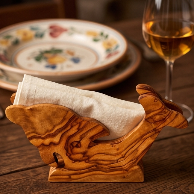 Ronds de serviette et porte-papier en bois d'olivier fabriqués à la main | 5 styles distinctifs