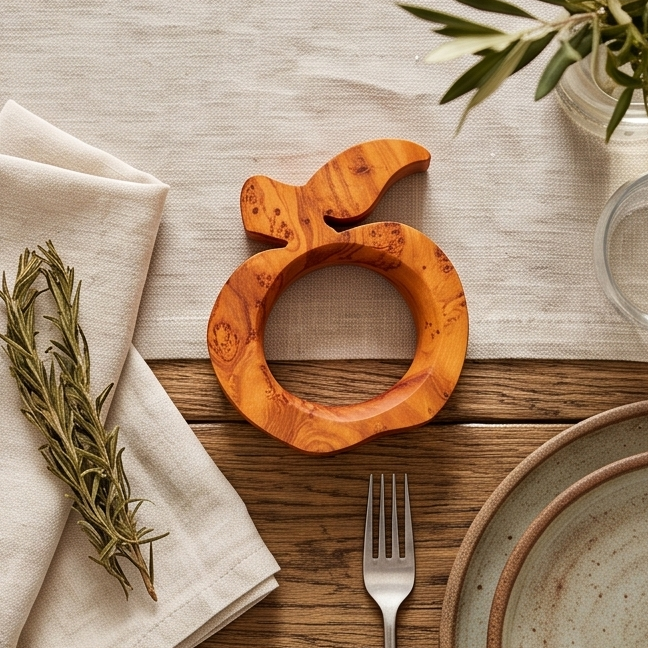 Ronds de serviette et porte-papier en bois d'olivier fabriqués à la main | 5 styles distinctifs