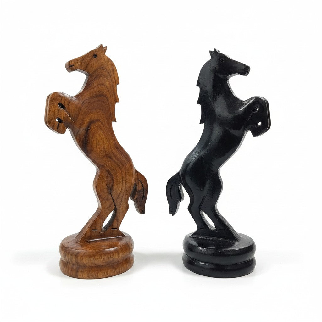 Handcrafted Olive Wood Chess Pieces Set of 32 - Wooden Chessmen