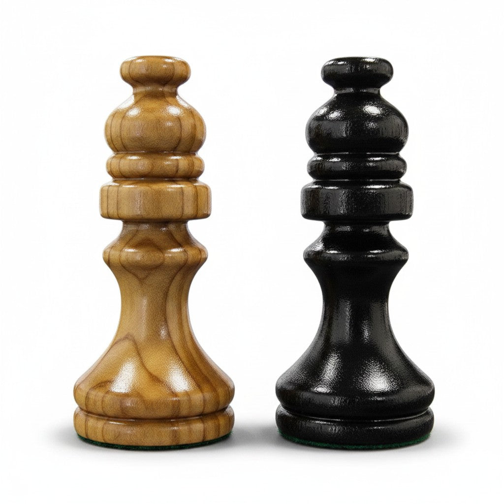 Handcrafted Olive Wood Chess Pieces Set of 32 - Wooden Chessmen