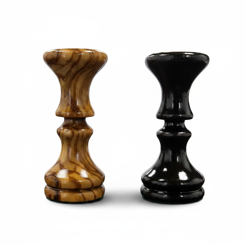 Handcrafted Olive Wood Chess Pieces Set of 32 - Wooden Chessmen