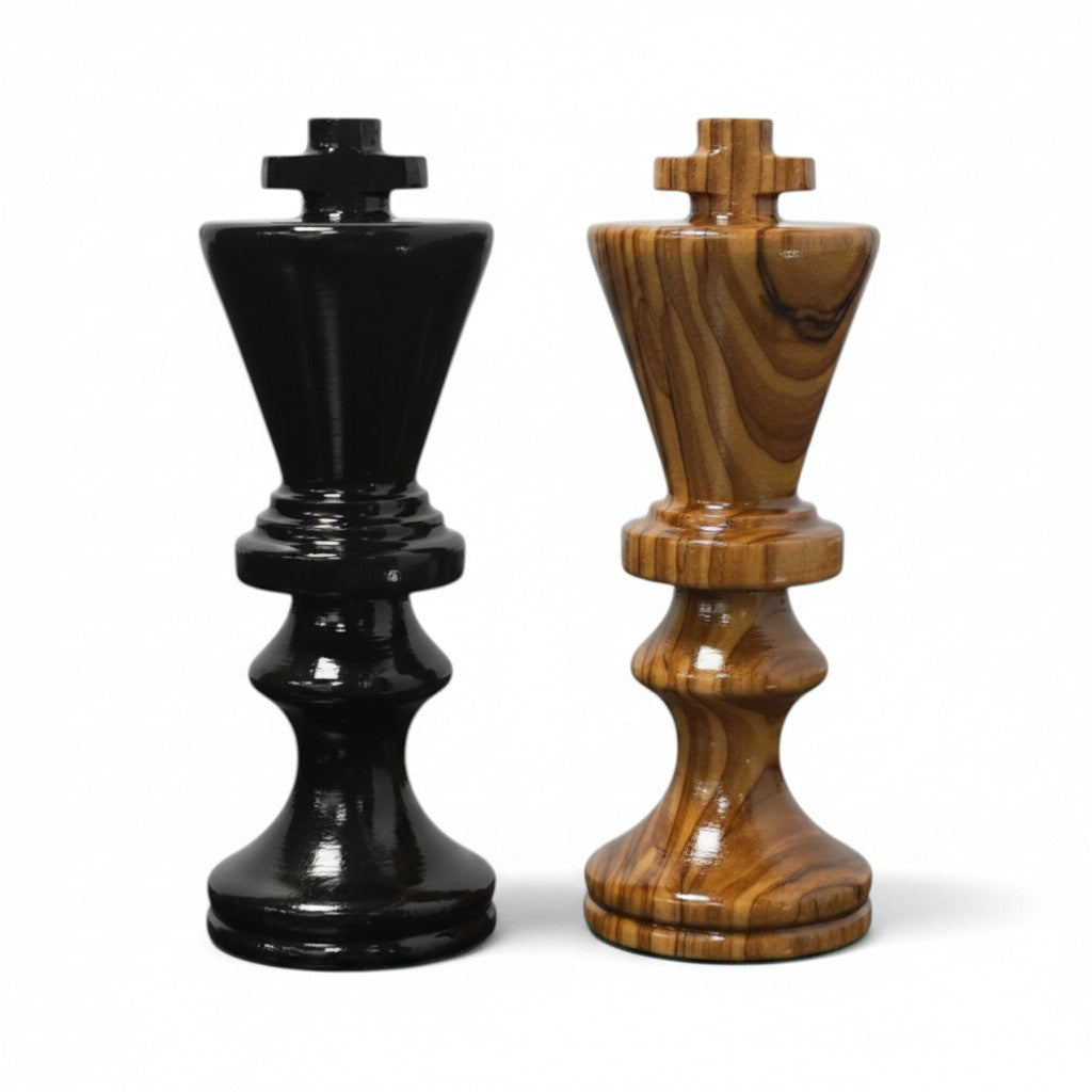 Handcrafted Olive Wood Chess Pieces Set of 32 - Wooden Chessmen