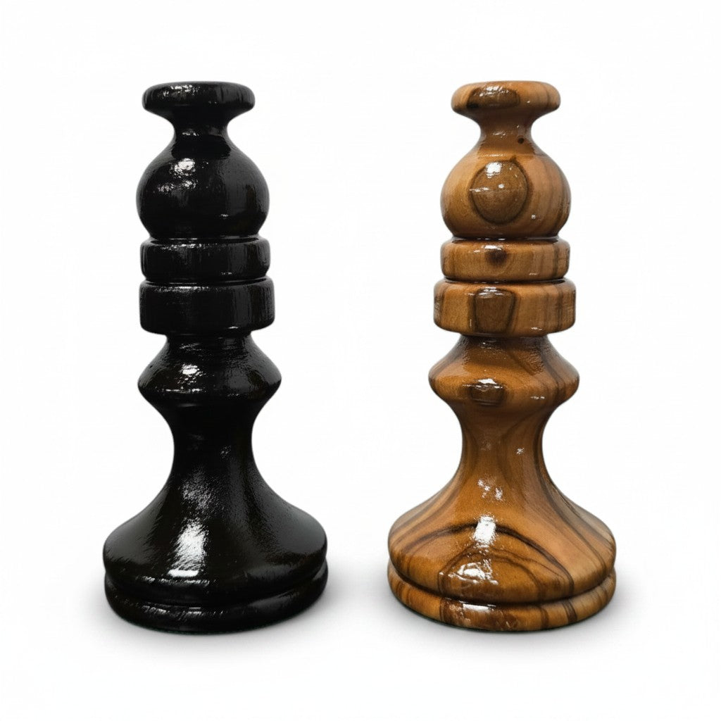 Handcrafted Olive Wood Chess Pieces Set of 32 - Wooden Chessmen