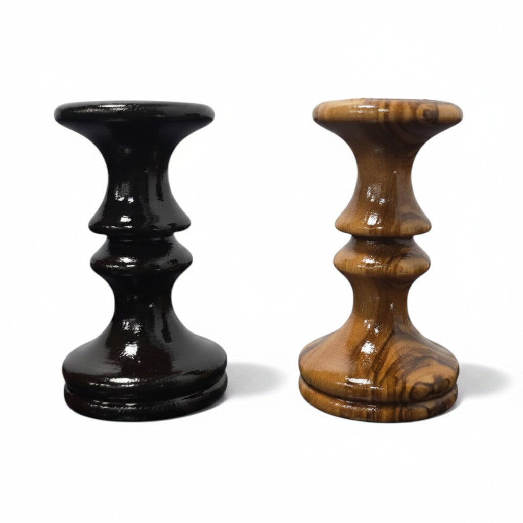 Handcrafted Olive Wood Chess Pieces Set of 32 - Wooden Chessmen
