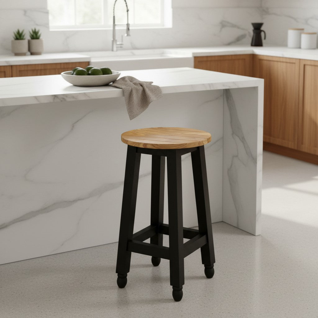 Luxury Oval Olive Wood Kitchen Island Set - Prep Table with 2 Bar Stools