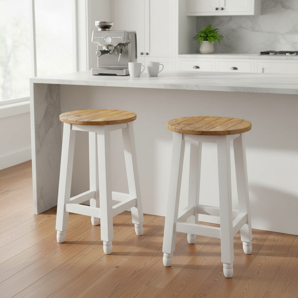Luxury Oval Olive Wood Kitchen Island Set - Prep Table with 2 Bar Stools
