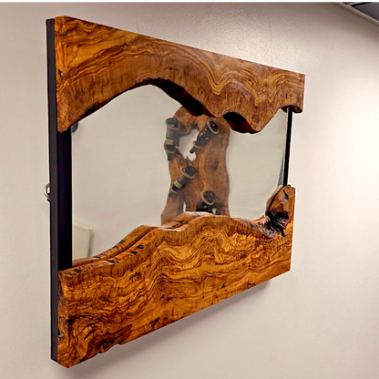 Hand made olive wood mirror and console table set