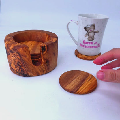 Coaster Set of 6 in Holder 12 cm