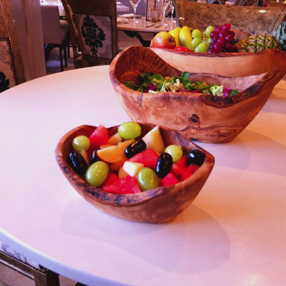 Olive Wood Wooden Fruit Bowl | Irregular Natural Rustic Shape