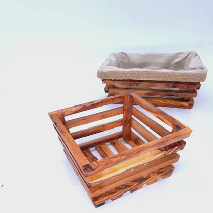 Olive wood Rectangular Shaped Bread Basket 28 cm