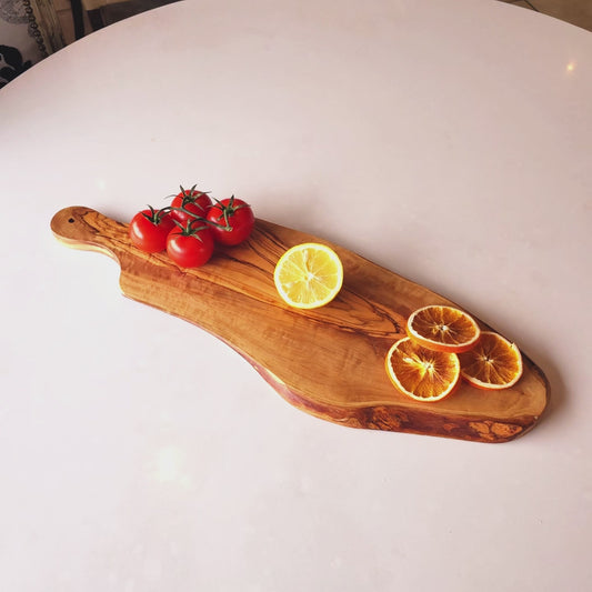 Olive Wood Rustic Cutting Board with Handle