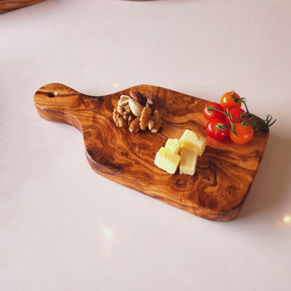 Olive Wood Wooden Charcuterie Serving Board W/ Handle | Various Sizes
