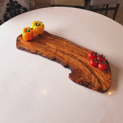 Olive Wood Handcrafted Slim Shaped Rustic Wooden Charcuterie Cheese Board | Various Sizes