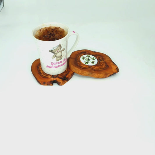 Olive Wood Rustic Ceramic Coaster