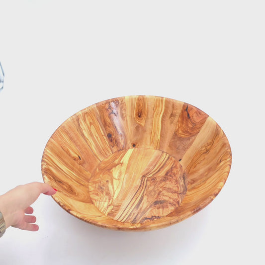 Olive Wood Large Handcrafted End Grain Centre Piece Wooden Salad Bowl