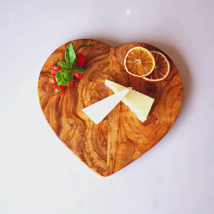 Olive Wood Handcrafted Heart Shaped Charcuterie Wooden Chopping/Cutting/Cheese Serving Board