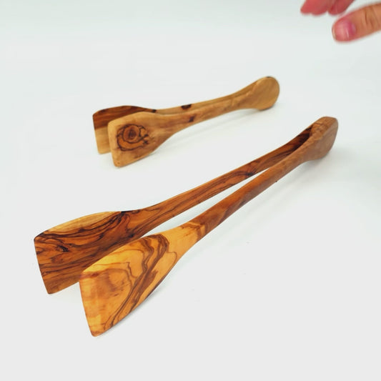 Olive Wood Handcrafted Wooden Salad Tongs