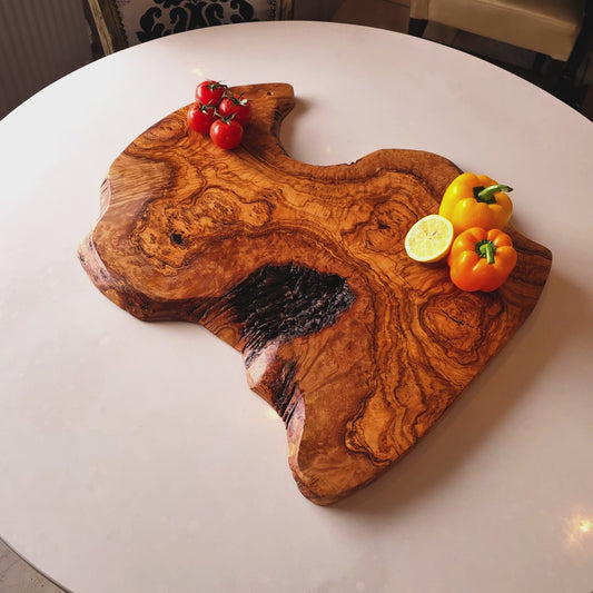 Olive Wood Large Solid Irregular Shaped Rustic Handcrafted Wooden Charcuterie Cheese Presentation Board | Various Sizes