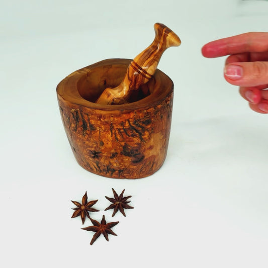 Olive Wood Wooden Pestle And Mortar Rustic Natural Handcrafted & Chemical Free | Various Sizes