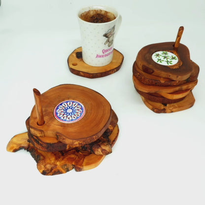 Ceramic coaster Set of 6 with Holder