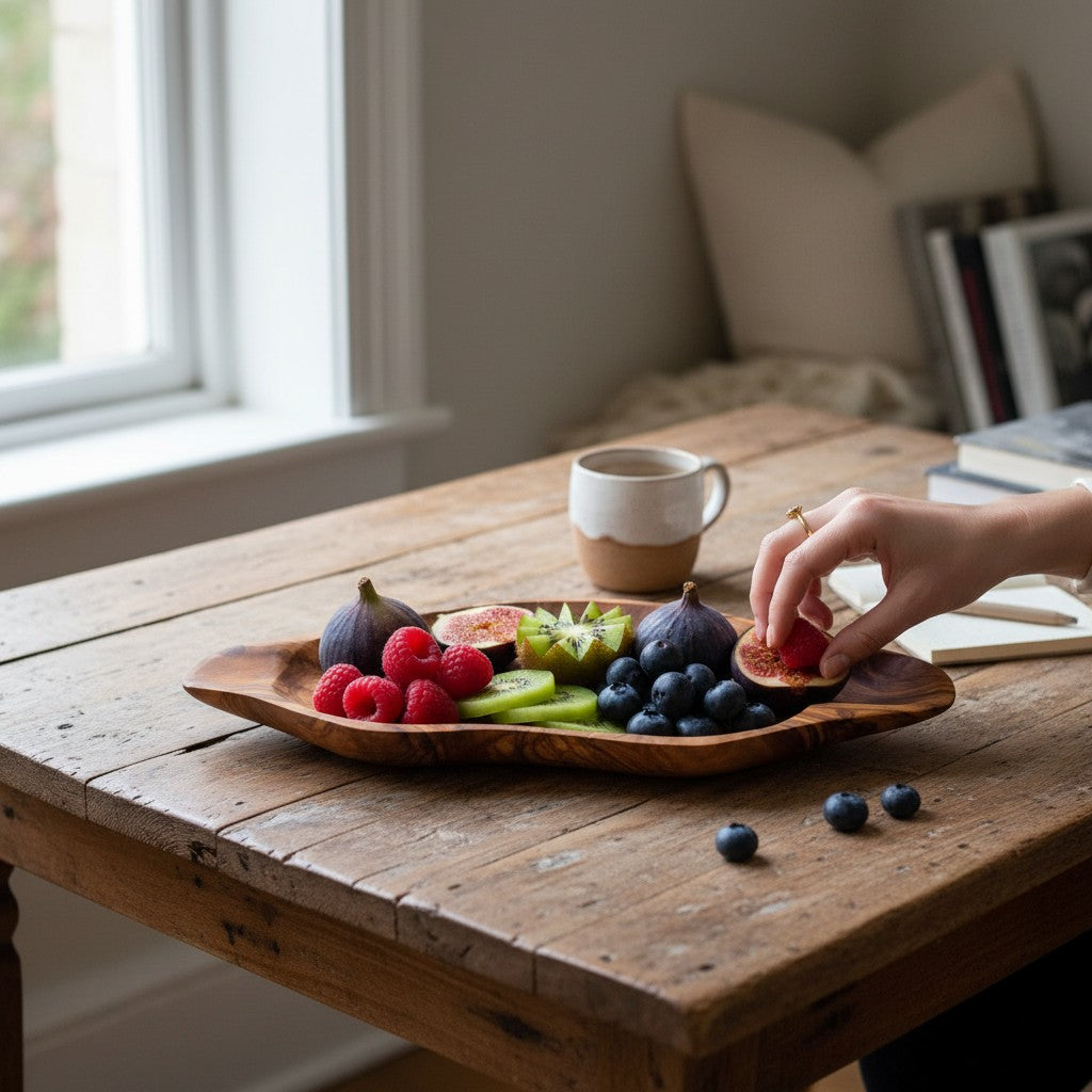 Olive Wood Charcuterie Board | Rustic Live Edge Serving Platter Cheese Tray