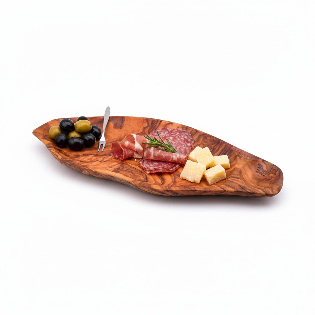 Olive Wood Charcuterie Board | Rustic Live Edge Serving Platter Cheese Tray