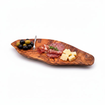 Olive Wood Charcuterie Board | Rustic Live Edge Serving Platter Cheese Tray