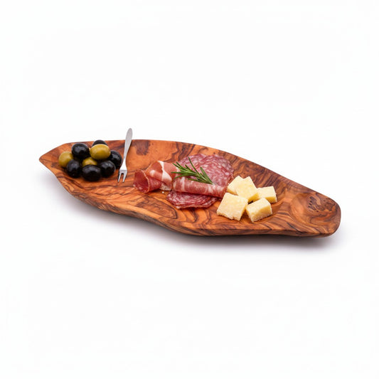 Olive Wood Charcuterie Board | Rustic Live Edge Serving Platter Cheese Tray